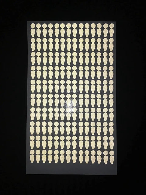 Sheet of Reflective Dot Stickers For Golf Launch Monitors That Track Club Head Data With Catadioptric Glass Beads Embedded