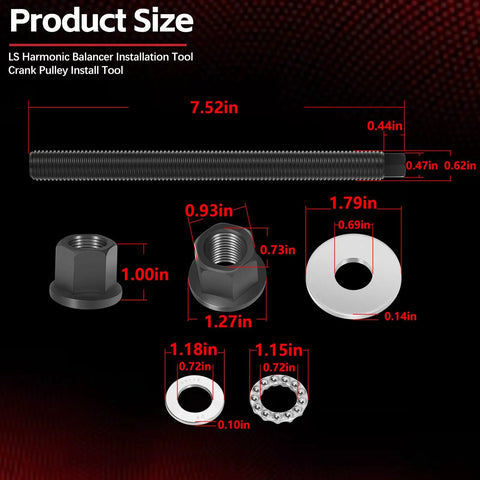 Harmonic Balancer Installation Tool For GM LS Series V8 Engines With Thrust Bearing and Wrench Flats crank pulley parts sizes