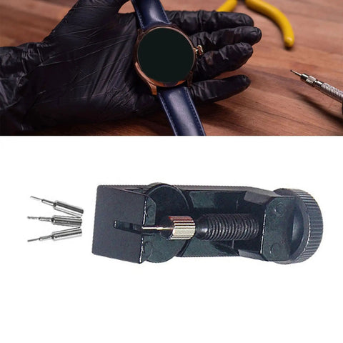 Watch Chain Link Remover And Strap Adjuster Repair Kit With Spring Bar Tool And Pin Replacements Steel Design Black for adjustments.