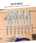 Heavy Duty Wall Mount Gate Hinges 4 Pack Fence And Barn Door Hardware Quick Install Metal Mounts with silver fasteners on wood.