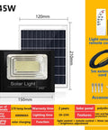 Tough As Nails Solar LED Floodlight With Smart Motion Detection And All Weather Waterproof Wall Lamp For Yard Gate Or Driveway, 45W size.