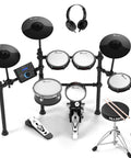 700 Professional Electric Drum Set With Realistic Mesh Pads And 10 Inch Dual Zone Snare 30 Kits And 600 Plus Sounds Two Pedals Throne