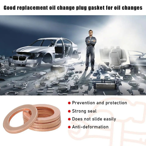 Oil Drain Plug Gasket Set 14mm Copper Crush Washers 10 Pack Premium Replacement Seals For OEM 007603-014106