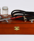 VFan Gravity Feed Dual Action Airbrush System Portable Pro Grade Dope Tool for Spraying on wooden box with accessories