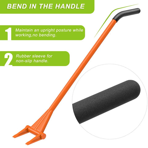 48 Inch Wrecking Bar With Dual Tines, Heavy Duty Pallet Buster With Steel Handle For Fast Deck Removal, Nails, Drywall, Flooring, And Siding Demolition, Renovation And Construction Made Easy, orange steel handle with rubber grip