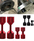 Premium 4 Pack Aluminum 2 Hole Flange Pins Plus Detachable Double Hole Alignment Tools on a surface, featuring red and black colors.