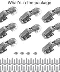 8 Pack Easy Install Cabinet Hinges With Full Overlay And Inset Design Soft Close For Doors, Drawers, And Cupboards, No Drill Required, Screwdriver Friendly Installation, Durable Solid Build, Smooth Quiet Closing Performance, shown with included screws.