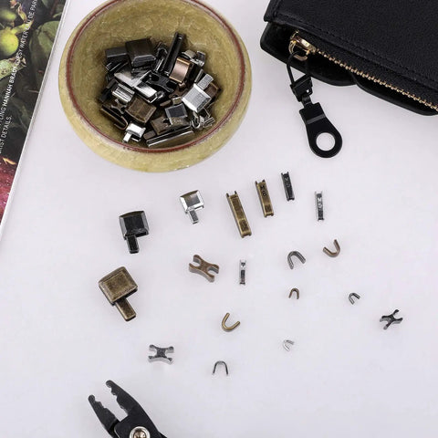 60 Piece Heavy Duty Metal Zipper Repair Kit For Jackets Luggage And Outdoor Gear Universal Zipper Fix With Top And Bottom Stops And Insertion Pins