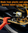 Chain Cleaning Brush For Motorcycles And ATVs Universal Bicycle Chain Cleaner Tool Durable Nylon Bristles And ABS Body Keeps Your Bike Chain Clean And Smooth No Fuss Maintenance with red handle cleaning motorcycle chain