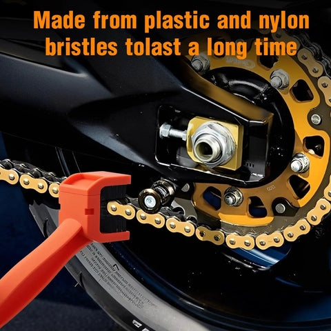 Chain Cleaning Brush For Motorcycles And ATVs Universal Bicycle Chain Cleaner Tool Durable Nylon Bristles And ABS Body Keeps Your Bike Chain Clean And Smooth No Fuss Maintenance with red handle cleaning motorcycle chain
