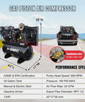 Tough As Nails 13HP Gas Air Compressor Featuring 30 Gallon Tank Dishing Out 24 CFM At 180 PSI And Quick Electric Start, side view on job site.