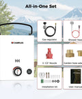 Grab And Go Portable Propane Water Heater Boasting Instant 1.32 Gpm Hot Flow And A Hefty 34000 BTU Output features all-in-one set.