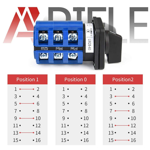 Heavy Duty Three Position Changeover Selector Switch 440V Universal Rotary Cam Switch for Industrial Use 20A Eight Terminal LW28 front view