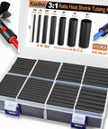 Heavy Duty Heat Shrink Tubing Kit For Wires With Three To One Shrink Ratio Marine Grade Dual Wall Adhesive Liner Black Industrial Size Range