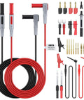 28 Piece Silicone Multimeter Leads Kit With Replaceable Gold Plated Probes And Four Alligator Clips Test Hooks And Storage Bag