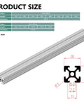 Rock Solid 2020 T Slot Aluminum Extrusion Profile And Linear Rail Guide Set For 3D Printers And CNC Machines with size specs.