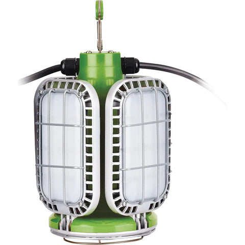 16000 Lumen Temporary LED Work Light With Four Pivoting Panels And 360 Degree Beam Spring Loaded Quick Mount Hook