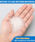 Hand holding clear polyurethane pellets used in Blue 10mm Outer Diameter Pneumatic Tubing Pipe 6.5mm Inner PU Polyurethane Air Hose