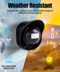 Close-up of a weather-resistant sensor from Long Range Wireless Driveway Alarm Kit With 2 Receivers And 3 PIR Motion Detectors, IP65 rated.