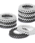 Stack of gray and white Disposable Vanity Sink Drain Savers Hair Catchers For Clog Prevention No Fuss No Mess 3.7 Inch Wide, 12 Pack