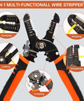 Five In One Wire Stripper And Crimping Tool For Ten To Twenty Two AWG Electrical Wires with Cutter features and labels