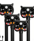 Solar Ultrasonic Animal Repeller With LED Strobe, Motion Sensor, And Adjustable Volume For Yard Deterrence Against Deer, Cats, Skunks, Squirrels, Raccoons Fortress Pro 4 Pack