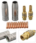 14 Piece MIG MAG Welding Torch Accessories Kit With M6 0.8mm Power Nozzles, Gas Nozzles, And Retaining Springs For MB14/15