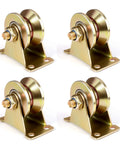 NouraVita 2-inch V-groove sliding gate caster with bracket, gold finish, set of four