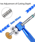 Inside Pipe Cutter With 1/4 Inch Hex Shank Quick Adjust Depth Button And 2 In 3 In Guide Plates, shown with depth adjustment details