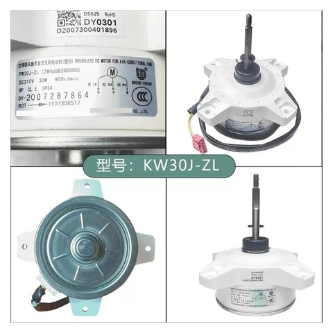 Inverter Air Conditioner DC Brushless External Fan Motor FW30J-ZL ZWS30-J 310V, detailed views of plug-n-play replacement part.