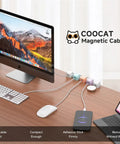 Magnetic Cable Clips And Adjustable Cord Holders for home office desk; 8-pack crystal multicolor cable organizers with adhesive backing.