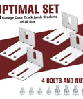 4 Pack Heavy Duty Garage Door Track Jamb Brackets J6 Replacement For Reinforcement And Support Built From Steel Fits Most Doors Up To Two Inches Thick With Easy Install And Long Lasting Performance with bolts and nuts
