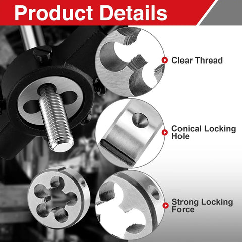 Top Tier M12 X 1.0 Tap And Die Set Featuring Hella Durable Hss 6542 Steel Right Hand Threads For Hardcore Machine Shop Jobs And Heavy Duty Construction Sites Ready To Work showing clear thread and conical locking hole.