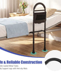 Bed Rail Guard For Elderly Safety, Adjustable Height Bed Side Assist Bar with Non-Slip Handle beside a bed