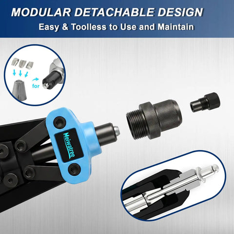 Kickass 13 Inch Manual Rivet Gun Built For The Grind With 100 Aluminum Rivets And Five Swappable Nosepieces For Gutter Repair Auto Body Work And Fabrication Ready To Roll