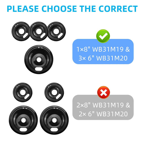 Four Black Burner Drip Pans For Electric Stove Tops Three Six Inch Bowls And One Eight Inch Tray Replacement Kit comparison