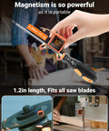 Dead On Digital Angle Finder And Magnetic Torpedo Level Boasting A Crisp Backlit Display and lightning fast auto calibration for zero hassle DIY projects and precision woodworking cuts, showing magnetic attachment.