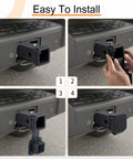 Easy installation steps for 2 Inch Hitch Cover With Flag Design, Universal Receiver Tube Plug For Trailer Hitches on vehicle.