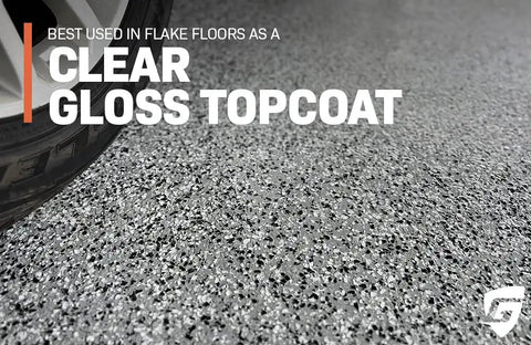 Pro Level Polyaspartic Fast Cure Topcoat For Garage And Warehouse Flake Floor Systems Includes 2 Gallon Kit With Built Tough Armor shown on flake floor.