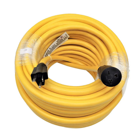 Heavy Duty NEMA 6-20 Extension Cord 20A 250V 100 Feet From 6-20P To 6-20R With 6-15R T Blade Adapter, yellow coiled cable