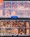 Killer Flat Copper Washers Complete Set With Nuts And Bolts For Sump Plug Seals Engine Repair Heat Resistant Universal Fit Fits M8 To M14 Sizes Fixing Leaks Critical Sealing Parts Easy Install Best Quality Copper For Great Reliability Now, 200-piece organizer
