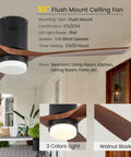 52 Inch Wood Ceiling Fan with lights and remote control featuring 3 walnut blades, 6 speeds, for indoor and outdoor use