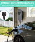 Portable 40 Amp NEMA 14 50 EV Charger With 9.6 kW Fast Charging, 25 Ft Cable, J1772 240V Wall Charger, grey, charging car