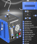 EVAP Smoke Machine Leak Tester With Built In Air Pump And Pressure Gauge Flow Meter Dual Mode Automotive Leak Detector For All 12V Cars And Motorcycles Detects Evap System Intake Crankcase Vacuum Turbo EGR And Exhaust Leaks front and rear view