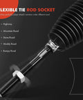 Toyota Sienna Hydraulic Power Steering Rack And Pinion With Inner Tie Rods And Dust Boots For Left Hand Drive Only 2004 2006 3.3L And 2007 2010 3.5L Replacement close-up of tie rod and boot on black background