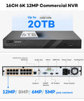 All In One 16 Channel 4K PoE Security Camera System With Face Recognition And AcuSearch AI Detection, 12MP NVR, showing ports