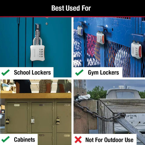 Indoor 4-Digit Resettable Locker Lock With Stainless Steel Body For Gym And School Lockers, Heavy Duty Security Built Like A Tank, Easy To Set And Reset, Colors May Vary