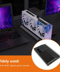 Premium External Gpu Dock Station With Usb4 40Gbps And Thunderbolt 3 Support Featuring Rj45 Ethernet M2 Nvme Ssd Slot displayed beside a laptop.
