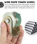 Four Piece Heavy Steel V Groove Caster Wheels For Sliding Gates And Store Doors With Precision Machined Pulley Block, V-shaped pulley in hand.