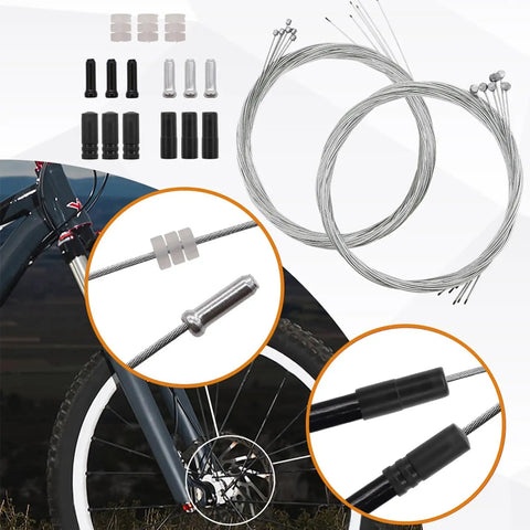 Universal Bike Brake Cable Kit And Housing Replacement Set with bike part details and accessory layout